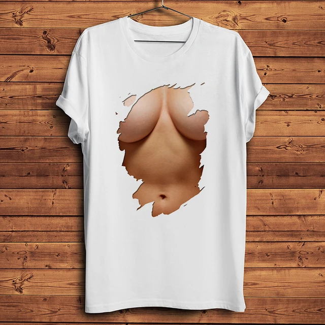 Sexy Breast Design Women's Funny T-Shirt Ladies Big Boobs Print
