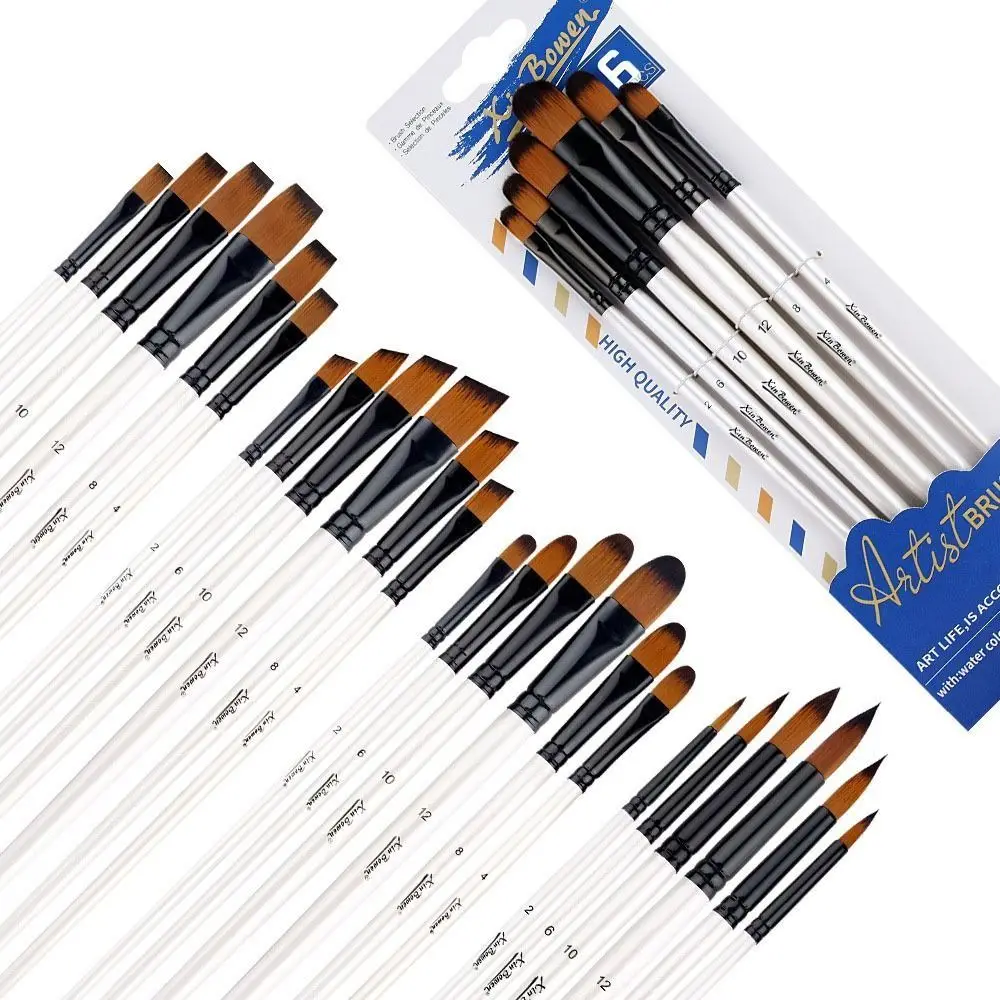

Wooden Handle Watercolor Painting Brushes Nylon Portable Acrylic and Oil Brushes Practical Professional Watercolor Brush