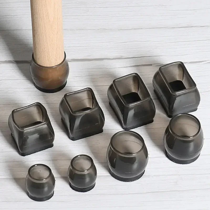 4-24pcs 의자 다리 캡 실리콘 가구 보호대 패드 슬리브 검정색 투명 테이블 플러그 커버 내마모성 소음 감소