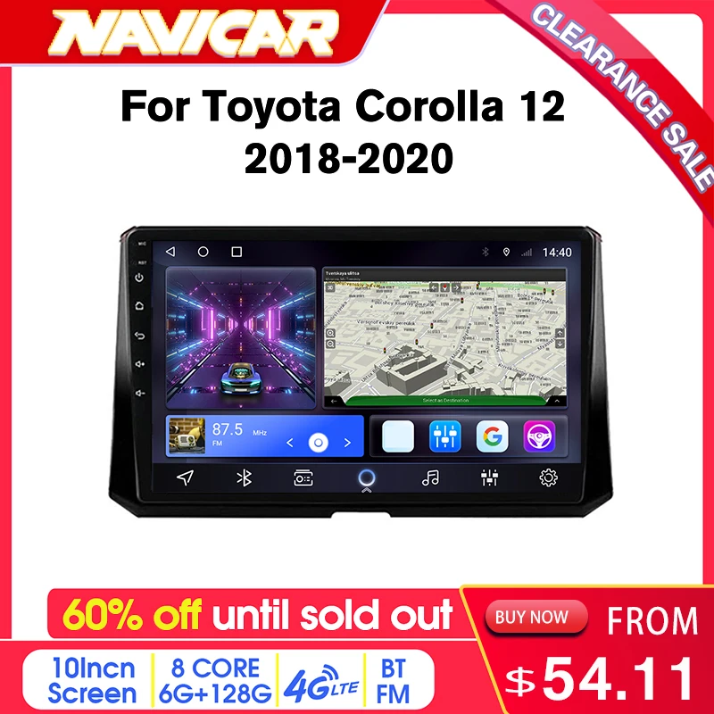 

Автомагнитола 2DIN для Toyota Corolla 12, 60%, 2018, 2019, Android 2020