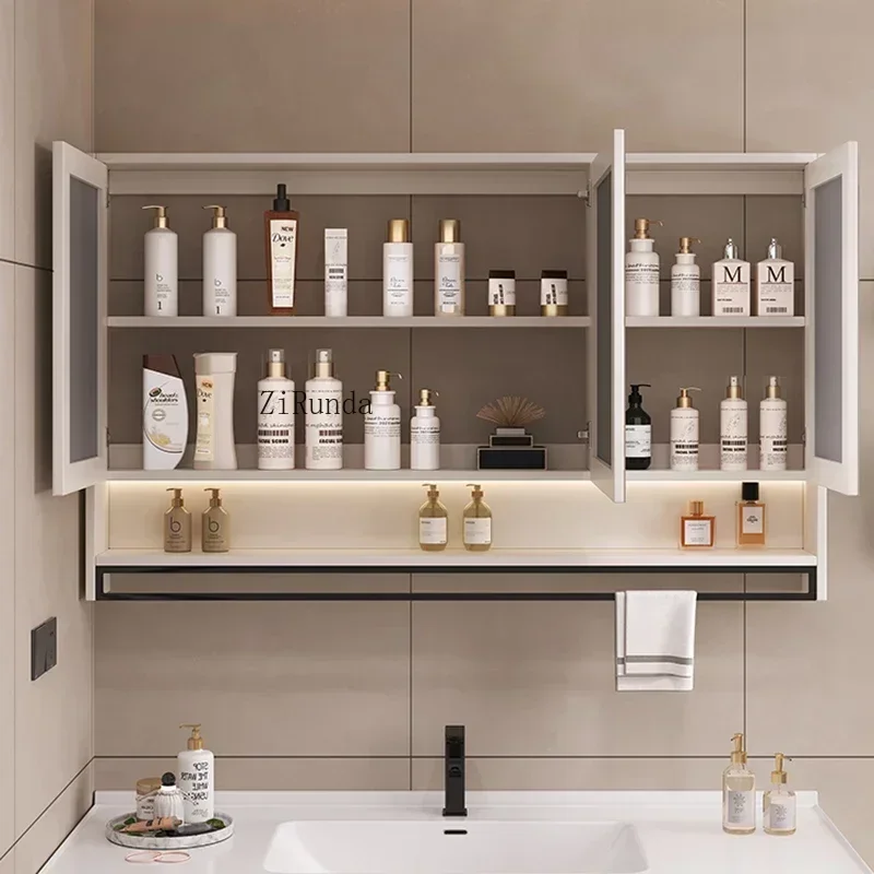Nordic Smart Solid Wood Bathroom Mirror Cabinet Wall-mounted Dressing Mirror Shelf Lockers Simple Furniture Muebles Ba&ntilde;o FYBC