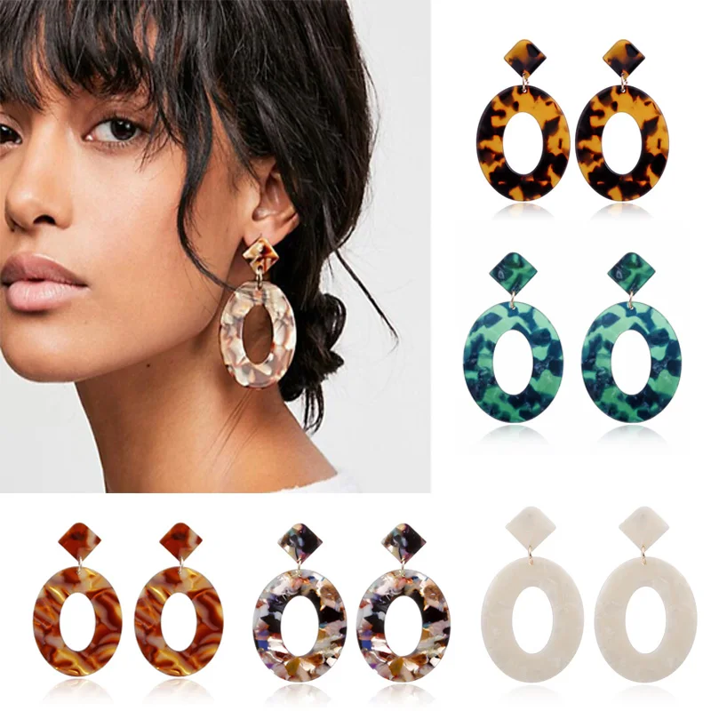 VIVILADY New Acetic Acid Tortoise Shell Acrylic Women Drop Earrings Hyperbole Big Charming Leopard Colorful Party Jewelry Brinco