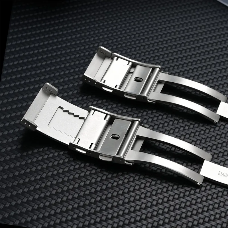 16mm 18mm 20mm 22mm 316L Massiver Edelstahl Gebürsteter Faltschließe Doppeldruckverschluss Verlängerbarer Verstellbarer Uhrenarmband-Verschluss – Detail 4