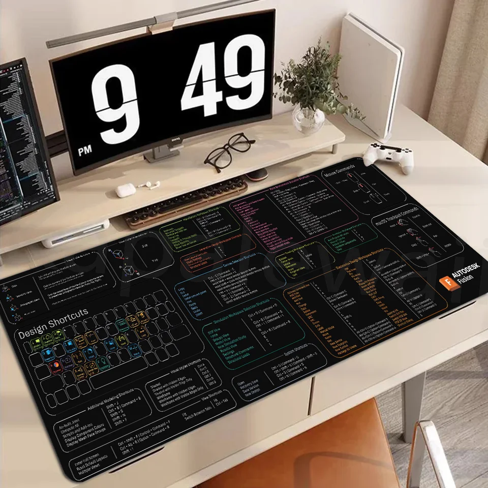 CAD Shortcuts XL Mouse Pad (31.5"×11.8") – Extended Large Desk Mat With 60 AutoCAD Commands, Stitched Edges, Non-Slip Base – Productivity Tool For Engineers, Architects, Students & Gamers