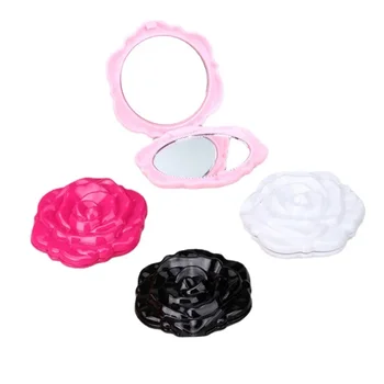 1PC Mini specchio portatile Retro fiore di rosa Specchio per trucco tascabile piccolo Specchi a mano bifacciali Strumento cosmetico compatto di bellezza 1