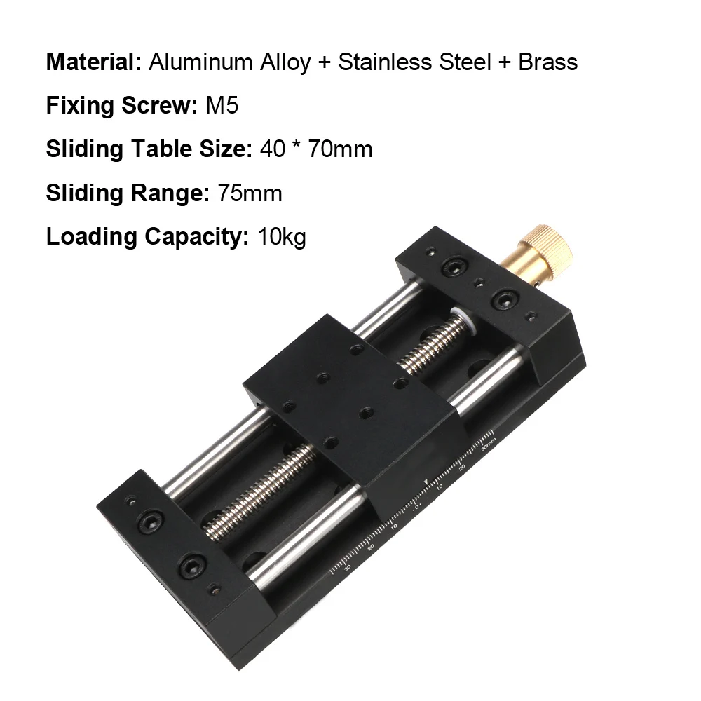 Table De Translation Linéaire Axe Z – Réglage Fin Manuel, Plateforme 40x60mm, Charge 15kg, Alliage D'Aluminium