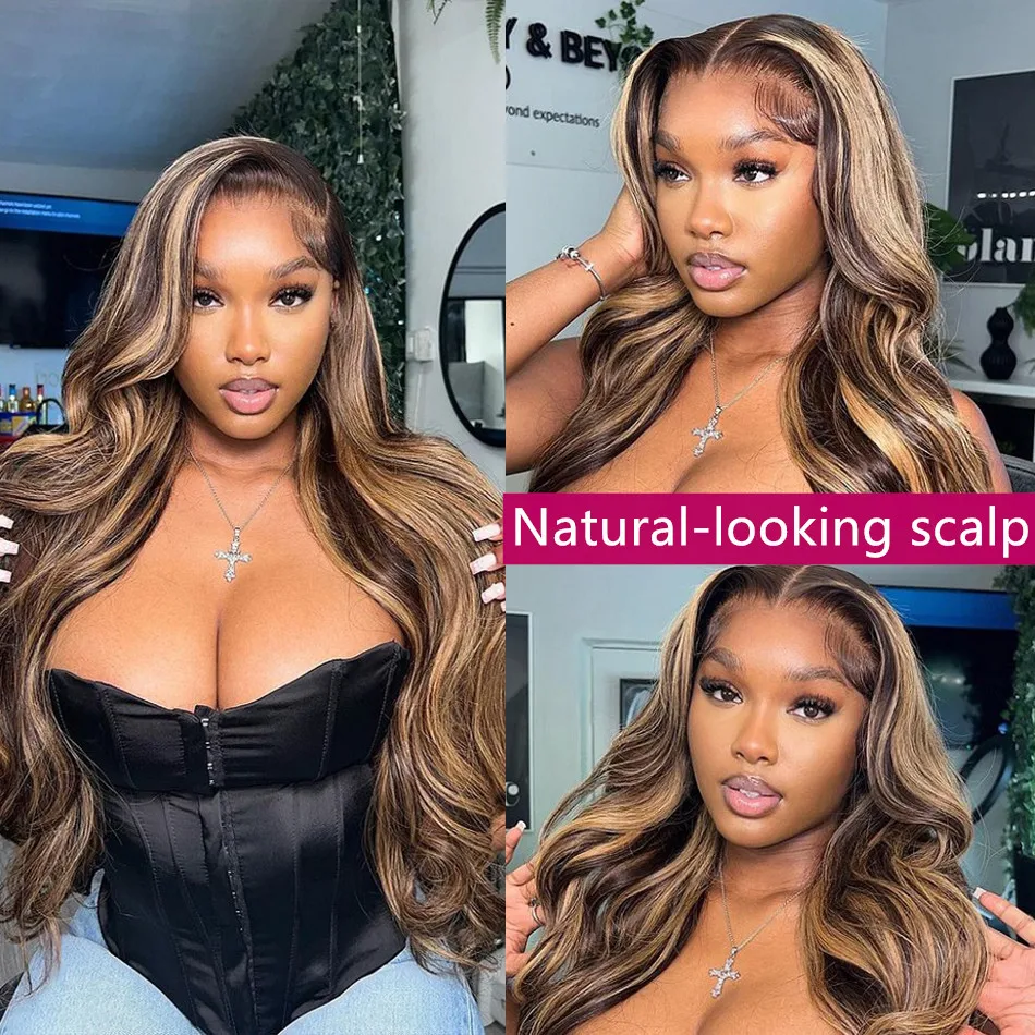427 Highlight Body Wave 13x6 HD Transparent Lace Front Human