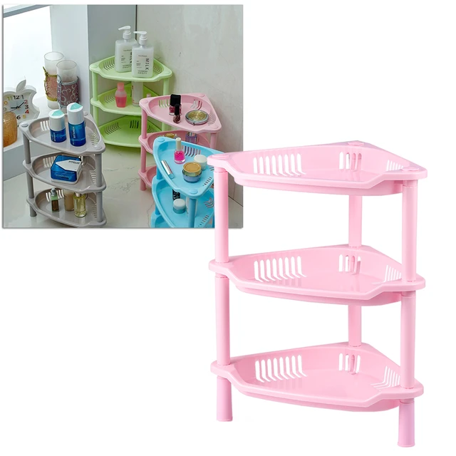 3 Layer Plastic Small Storage Shelves Plastic Basket Corner Shelf Organizer  Desk Stand Rack Bathroom Shelves Household Kitchen - AliExpress