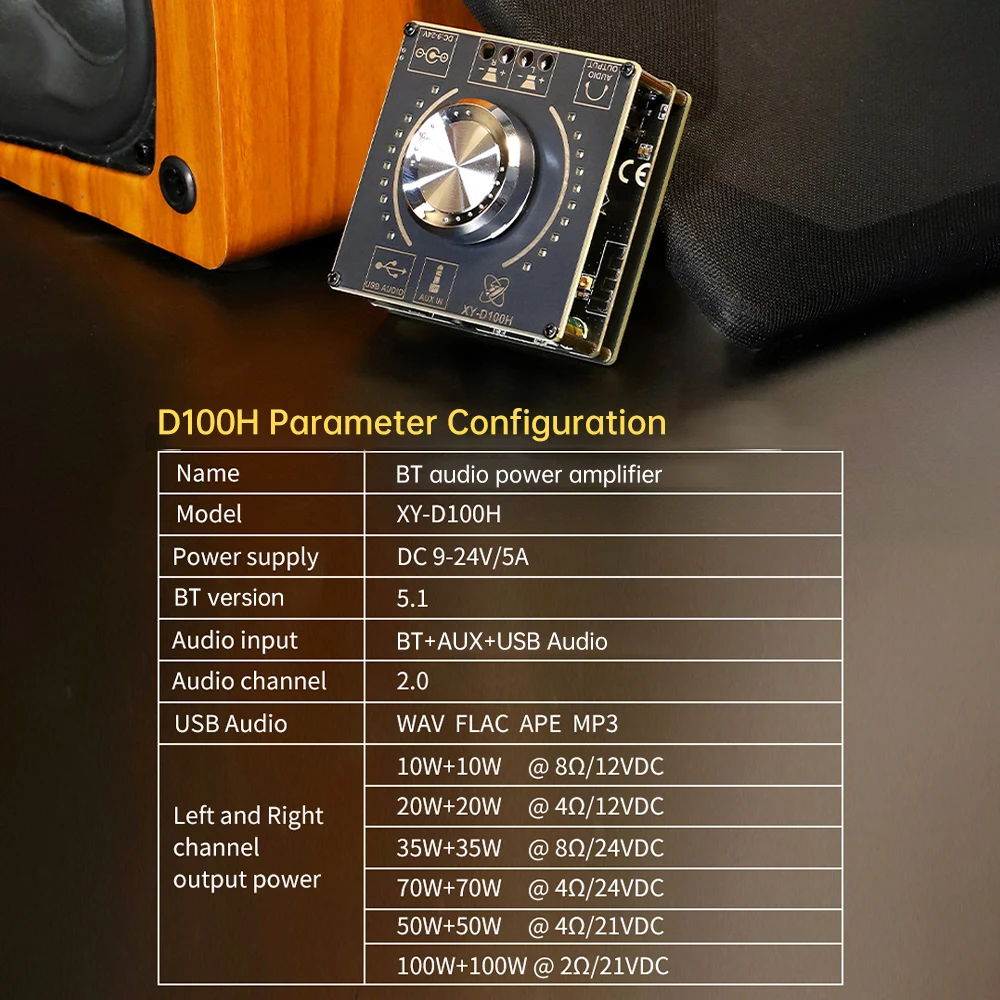 TPA3116 100W x 2 스테레오 Bluetooth 디지털 증폭기 보드 DC9-24V XY-D100H Bluetooth 5.0 디지털 무선 연결 모듈