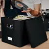 Vinyl Record Storage Box for up to 50+ 12-Inch Albums, Records Crate, LP Album Storage, Fabric Storage Boxes with Lids 4