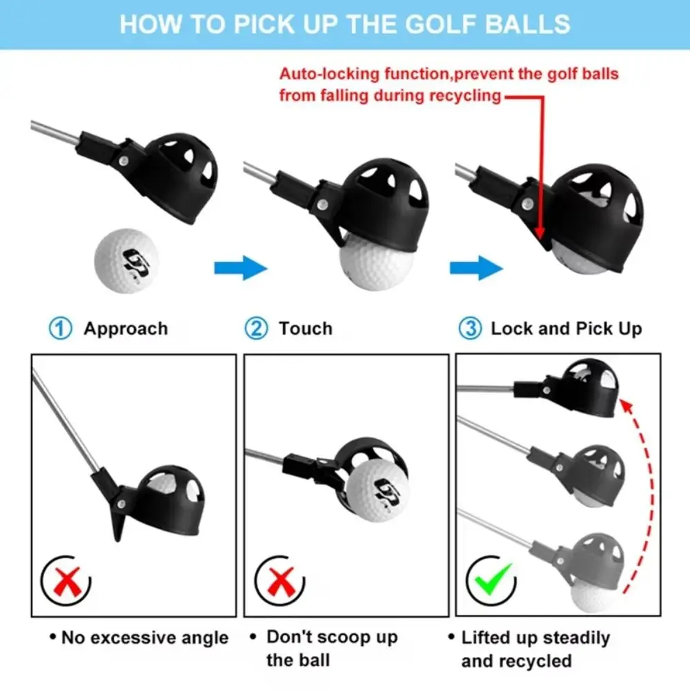 Description Picture 6 of itemAdjustable Telescopic Golf Ball Retriever Locking Easy Grab Ball Golf Ball Picker Stainless Non-Slip Handle