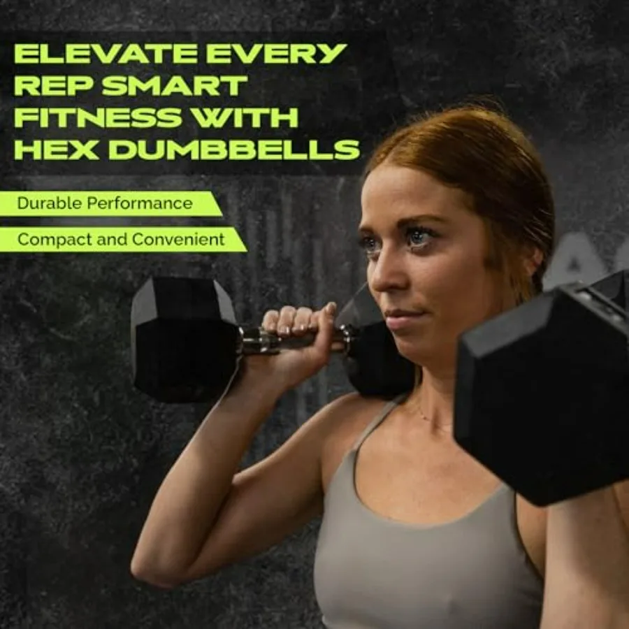 Rubber Coated Dumbbells - No Roll Design Easy-Grip Steel Knurled Handle, Weights Dumbbells Set for Strength Training - Ideal Wei