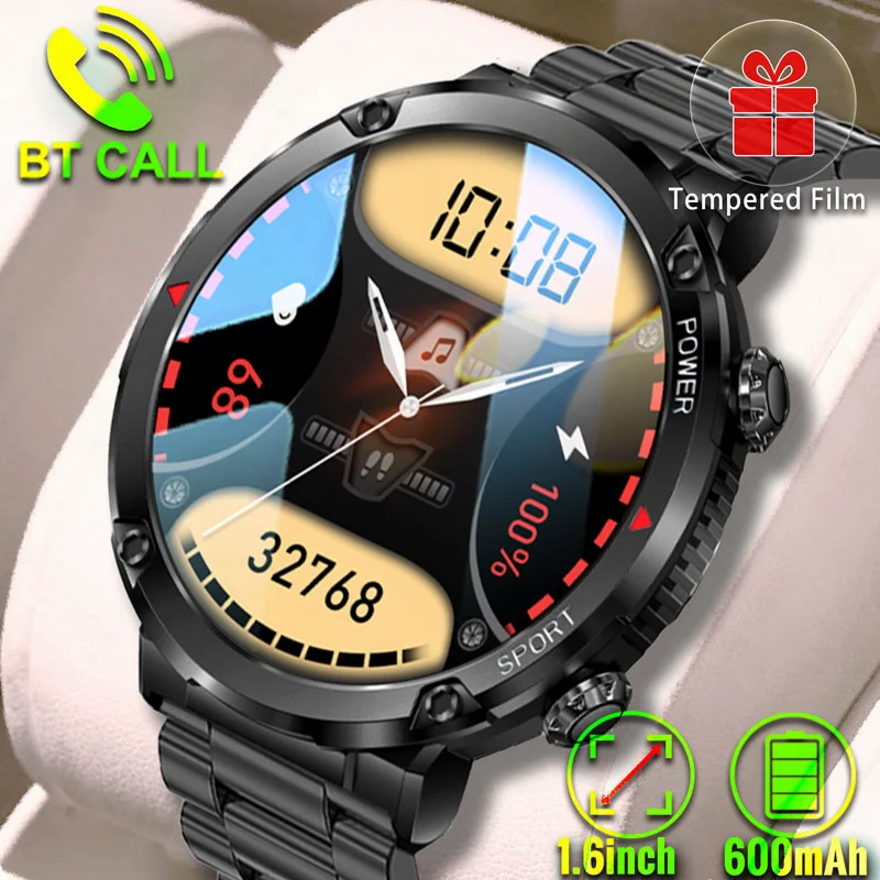 Relogios Smart Watch Redondo Masculino Militar Prova Dagua