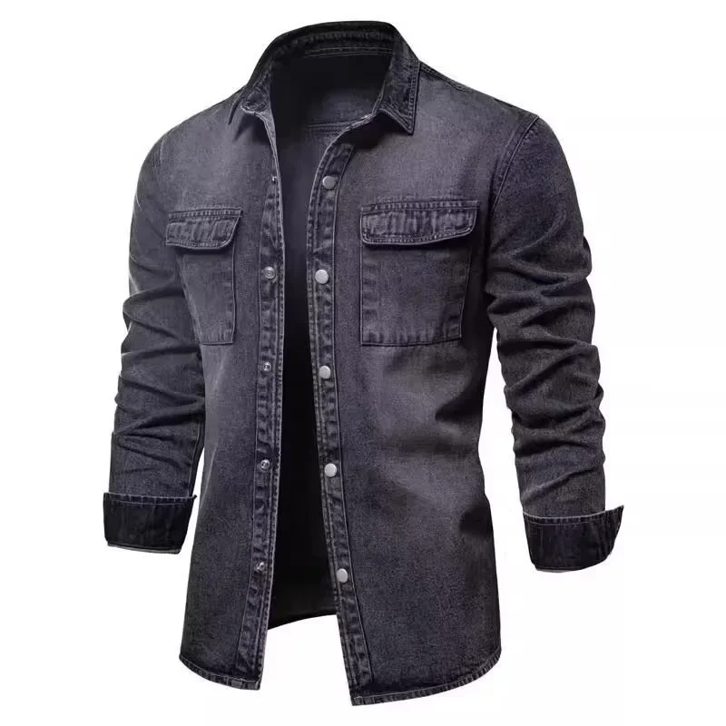 Denim Long Sleeved Shirt Men's for Spring Autumn