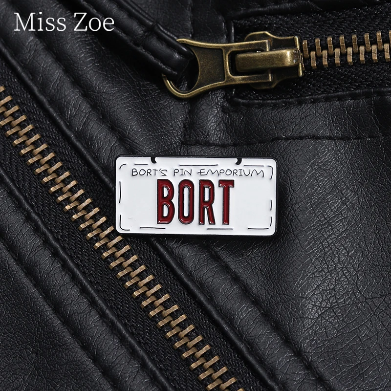 

Bort License Plate Enamel Pin American Film License Collect Metal Brooch Lapel Backpack Badge Nostalgia Jewelry Gifts For Friend