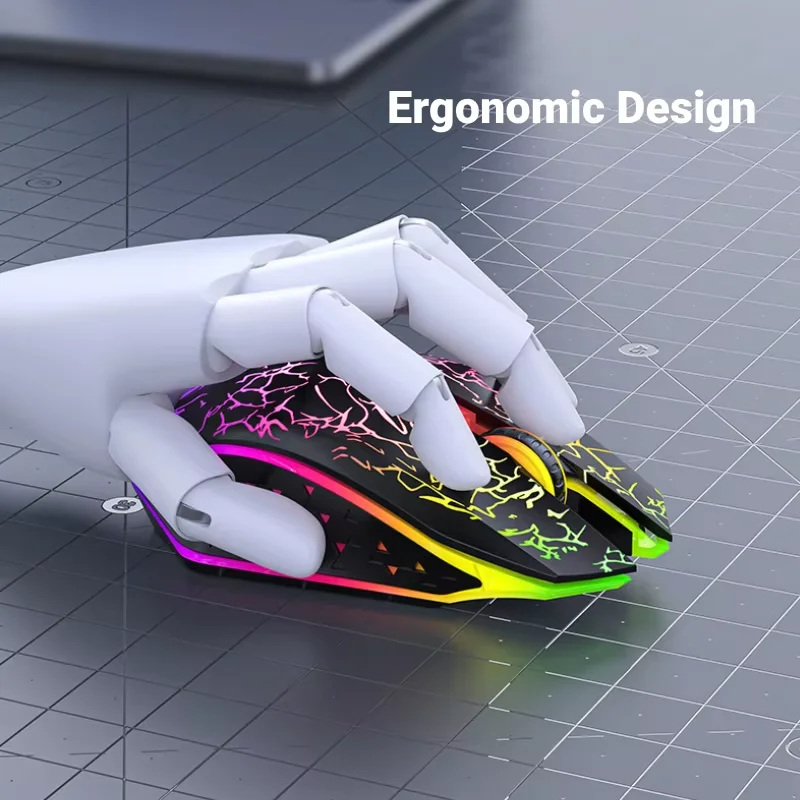 2.4GHz Bluetooth Wireless Mouse Rechargeable RGB Backlight Mice 1600 DPI Ergonomic Design Gaming Mouse for PC Laptop Macbook