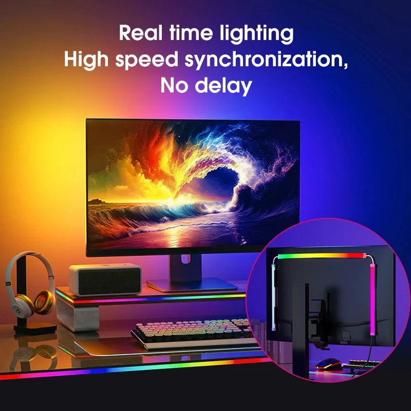 Immersion RGB Computer Screen Synchronization Light Strip, USB 5V Dream Color PC Backlight Pickup Light for Game Room 4