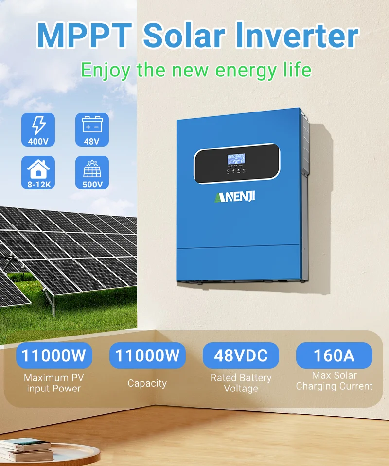 ANENJI Hybrid-Solarwechselrichter 11 kW 6,2 kW MPPT reiner Sinus-Wechselrichter 48 V integrierter 160 A 120 A netzunabhängiges + netzunabhängiges Solarladegerät PV 500 VDC – Detail 4