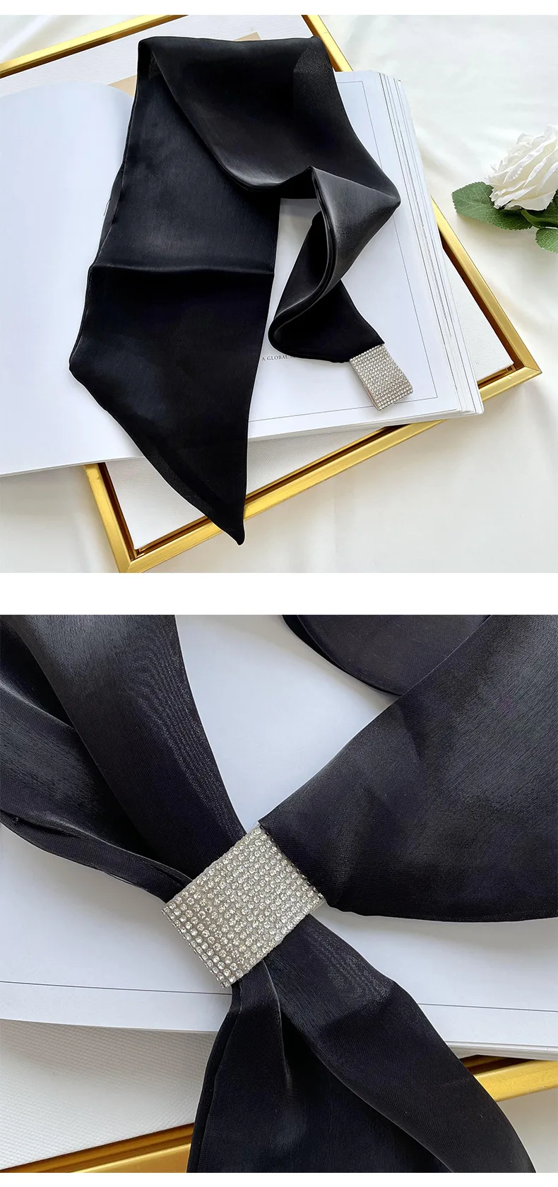 Neue Mode 75CM Kleine Silk Schal frauen Kleine Ohr Schal Krawatte Stirnband Dekorative Hals Schals Party Geschenk – Detail 3