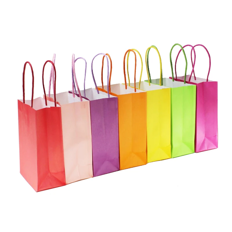 

10/20/30/50pcs Mini Small Kraft Paper Bag with Handles 15x21x8cm Festival Gift Bag High Quality Candy Shopping Bags 15x21x8cm