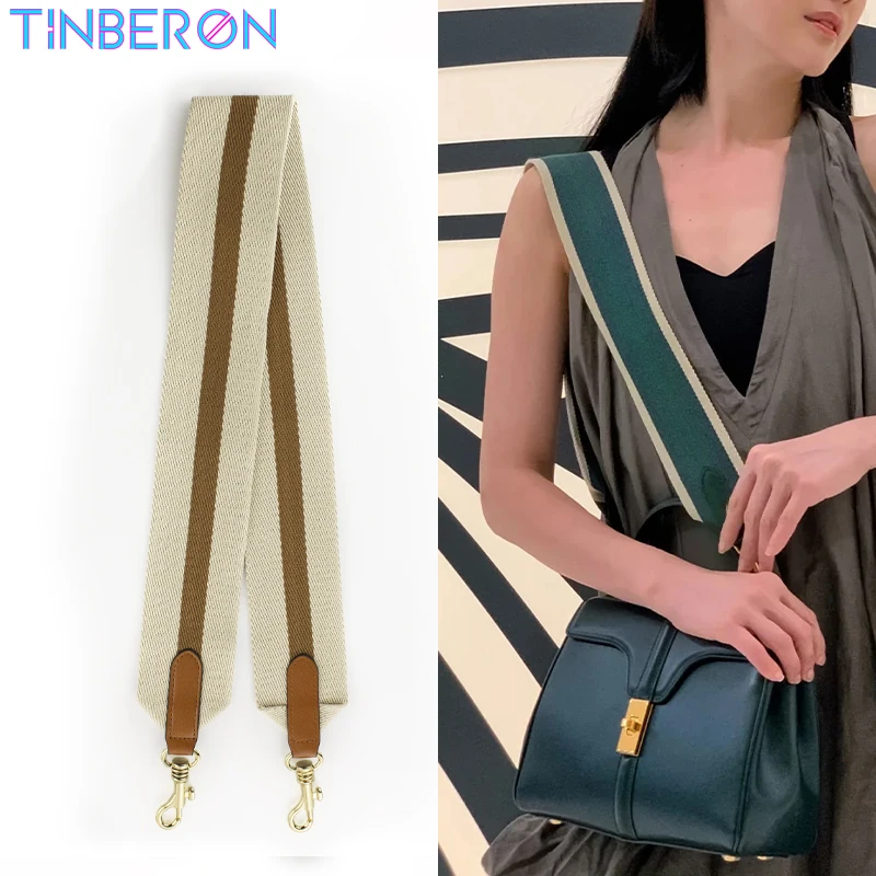 Tinberon Canvas Wide Bag Straps Women Stripe Shoulder Strap For Handbag