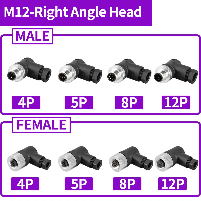 5/20 pz connettore M12 spina aeronautica 4P 5P 6P 8P 12P testa diritta/ad angolo retto maschio femmina Docking connettore sensore impermeabile