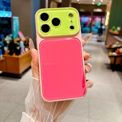 Summer Fresh Trendy Dopamine Color Block Glossy Shock Proof Phone Cover - 7 Vibrant Colors Available - iPhone 15 (Rose Red)
