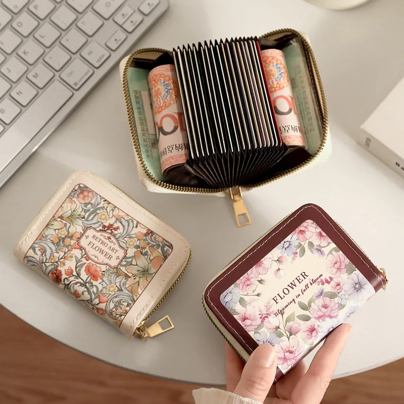 Credit Card Bag Women Exquisite Compact Multi-card Large Capacity 9/18 Slots Retro Document Storage Wallet New Coin Wallet