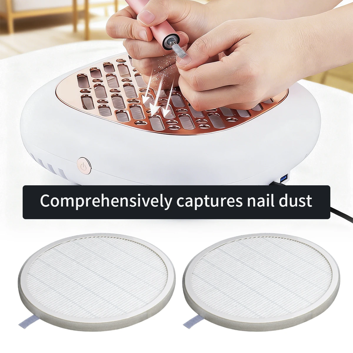 Compact 17cm HEPA Filter for Nail Dust Collectors - Captures 99% of Dust