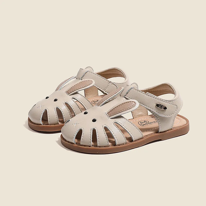 Cartoon Rabbit Girls Sandals Genuine Leather Baby Boys Beach Sandals Summer Soft Cowhide Children's Casual Shoes Little Kids