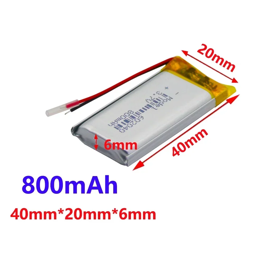 602040 Lithium Li-Po Polymer Rechargeable Battery 3.7V 800mAh Battery Replacement li-ion Lipo cells for Bluetooth speaker rechargeable lithium batteries