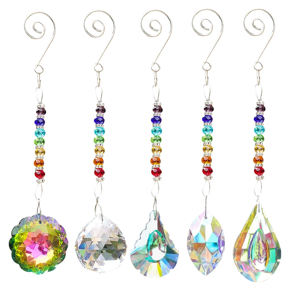 Brilliant Crystal Suncatcher Hanging Garland Crystals Prisms Rainbow Glass Bead Chakra Amulet Car Pendant Window Garden Decor