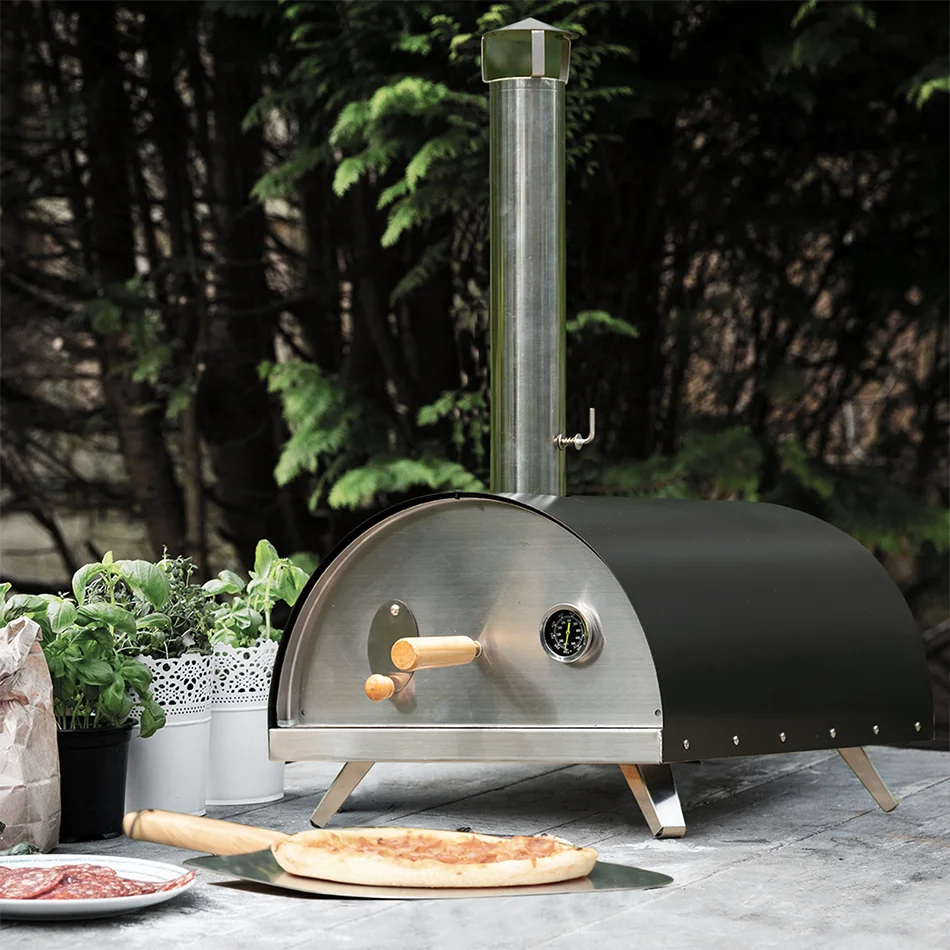 Outdoor Portable Pizza Oven 12Inch Pizza Stone Layer Stainless Steel  Construction Wood Pellet Burning Pizza Maker Ovens