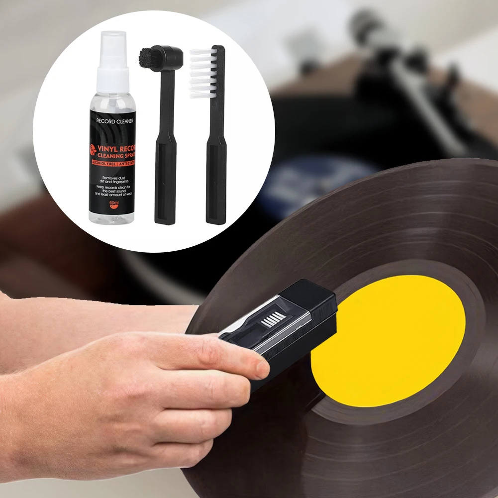 3Set Dust Remover Brush Vinyl Record Cleaning Brush Record Cleaner Player Accessories Vinyl Cleaner