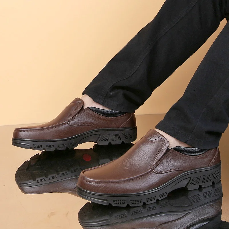 Loafers Men Business Leather Man Black British Lift Leisure Oxford Flats Boat Shoes Plus Size 38-47
