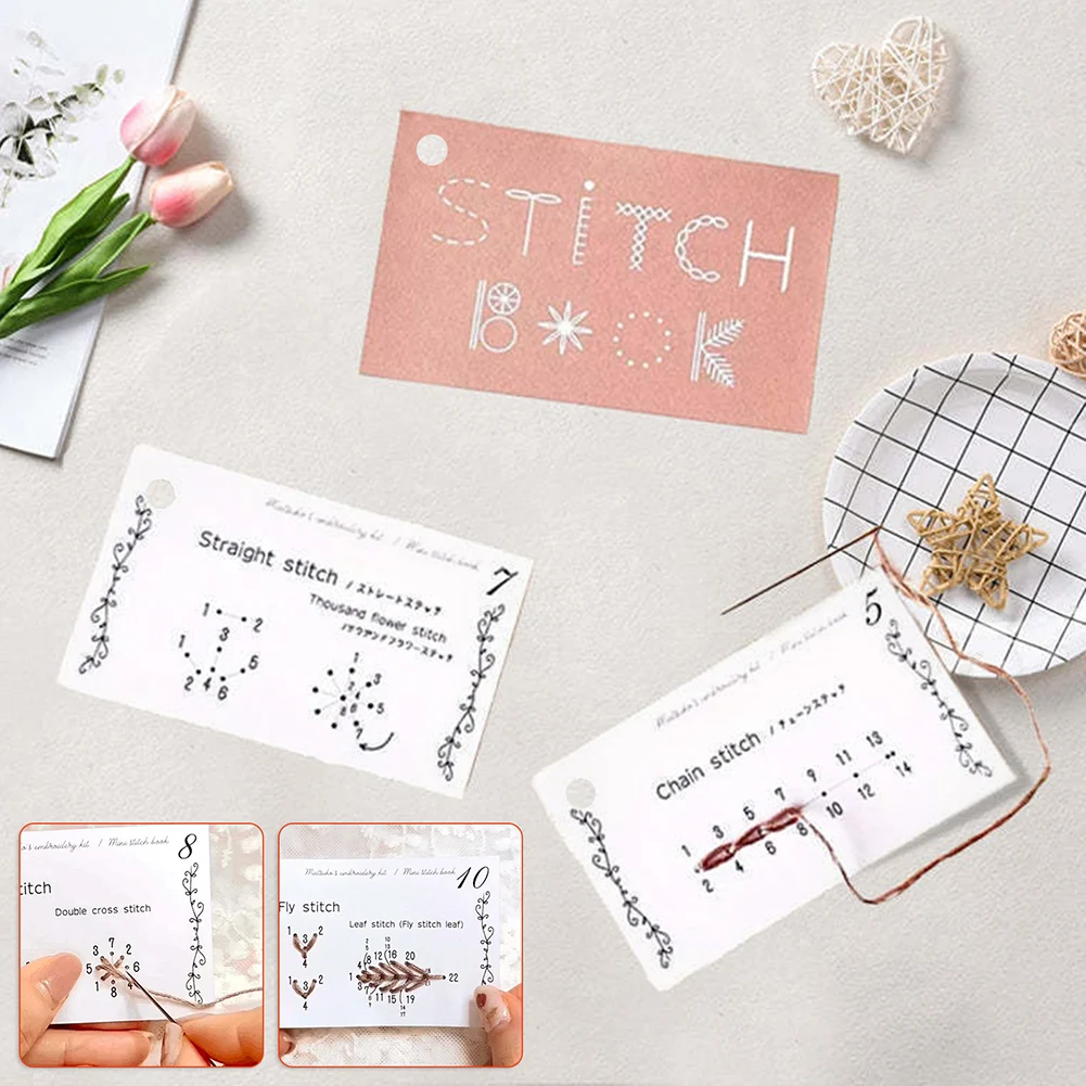 Mini Sewing Card Set Improve Knitting Skill Improving Sewing Techniques Embroidery Stitch Books Women Female