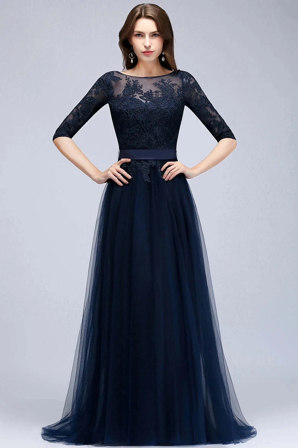 Dress for Mother of Bride Illusion Lace Appqulies Bodice Backless Tulle Chiffon Skirt Long Maxi Elegant Woman Gowns