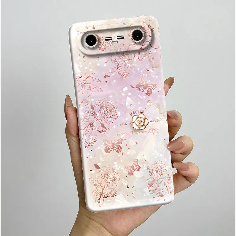 Aesthetic Pretty Butterfly Flower Liquid Soft Silicone Shockproof Back Cover