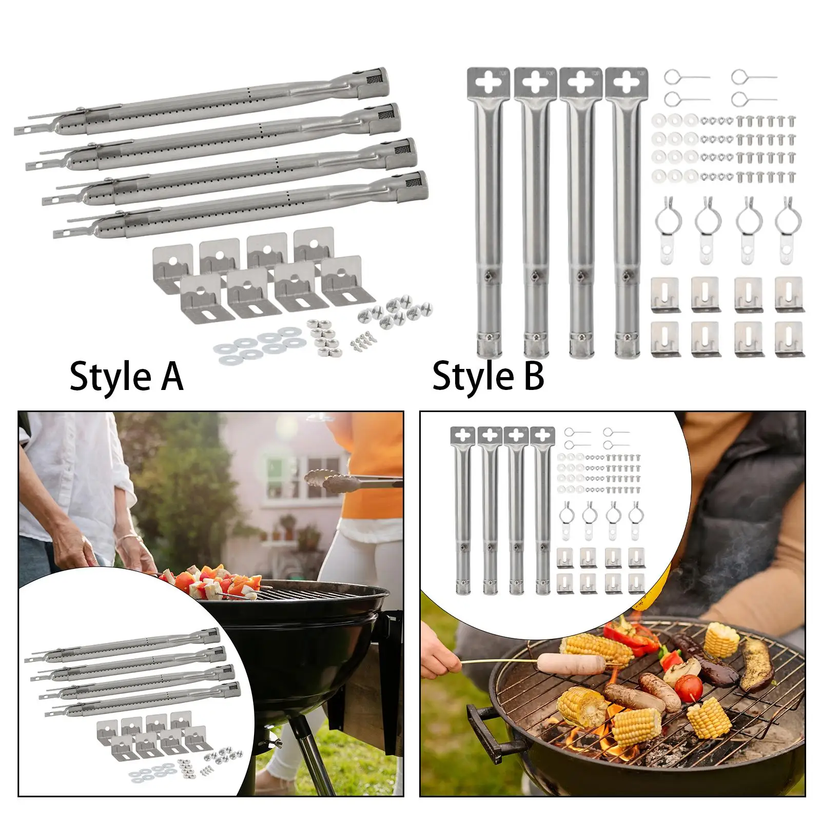 Grill Burner Tubes 4Pcs Universal Spare Parts for Camping Party BBQ Supplies Barbecue Cooking Tools