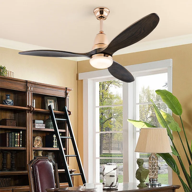 42/52Inch luxury solid wood light rose gold light inverter led ceiling fan lightdining room living room bedroom