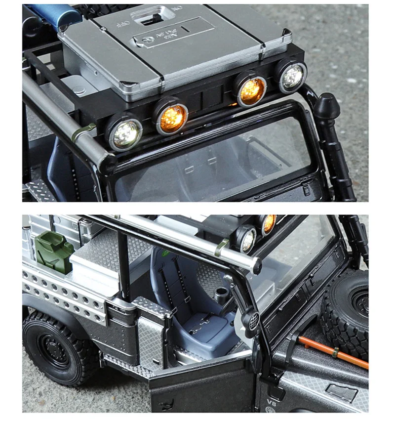 S4152bf4ae6234f818b95d464db2e3c19q 1/24 Land Range Rover Defender 110 Tomb LE Alloy Pickup Car Model Diecasts Off-road Vehicles Car Model Sound Light Kids Toy Gift