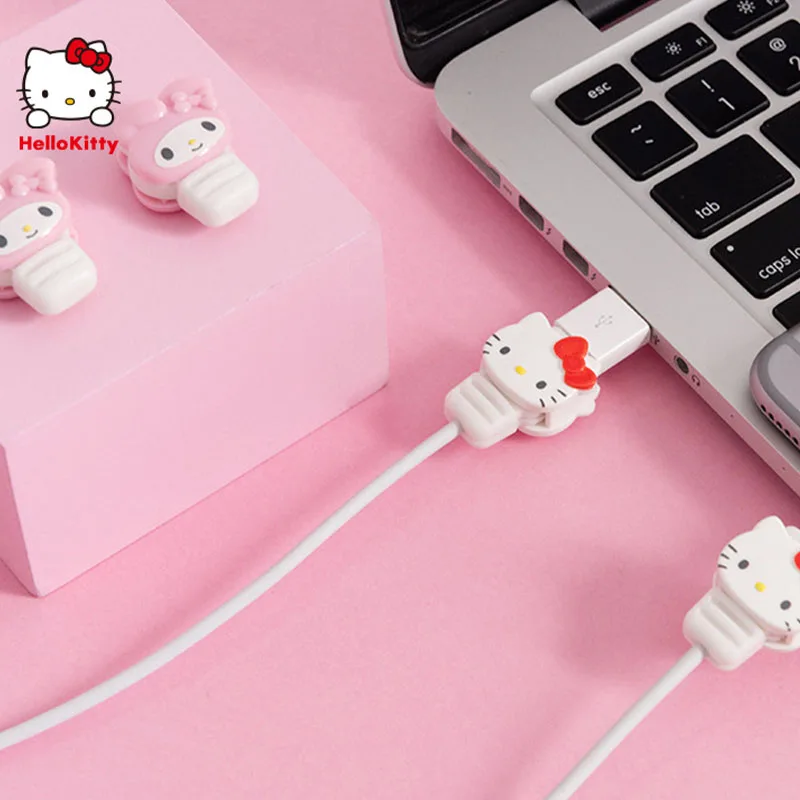 

Kawaii Hello Kitty Cinnamoroll My Melody Sanrio Plush Cartoon Cute Data Cable Protective Sleeve Anime Toy for Girl Birthday Gift