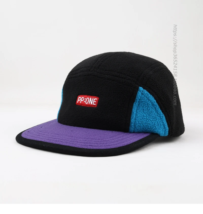 

Matching Polar Fleece Contrast Color Flat Eaves Cap Men's Wide Brim Hip Hop Hat Letter Embroidered Baseball Cap Women's Fashion