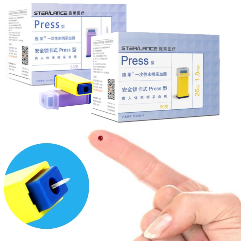 100pcs Painless 28G/26G Disposable Lancets Blood Collection Stamp Auto retraction Needles Bloodletting Sterile Fast Healing