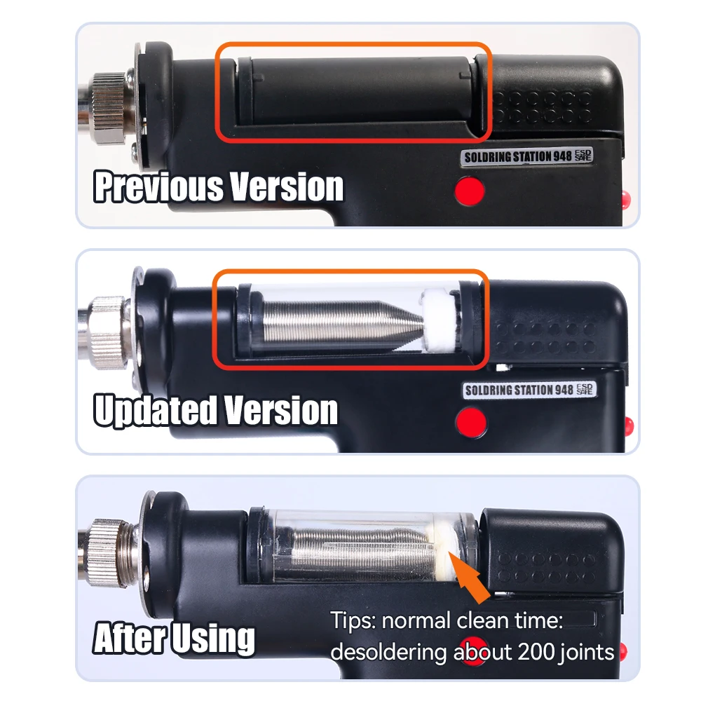 WEP 948 desoldering station electric desoldering gun 90W suction vacuum solder sucker gun with automatic shut down sleep mode