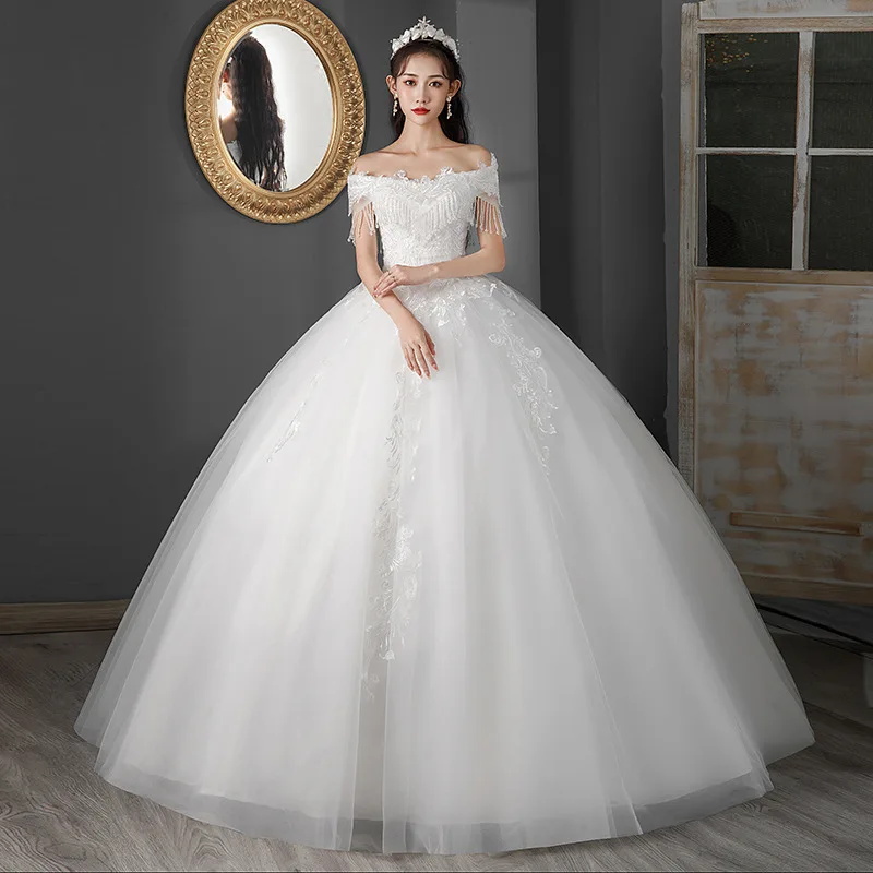Abito Da Sposa Con Spalle Scoperte Abiti Da Sposa Con Nappe Bianche Pure Perline Abito Da Sposa Principessa Di Lusso Su Misura Suknia Slubna