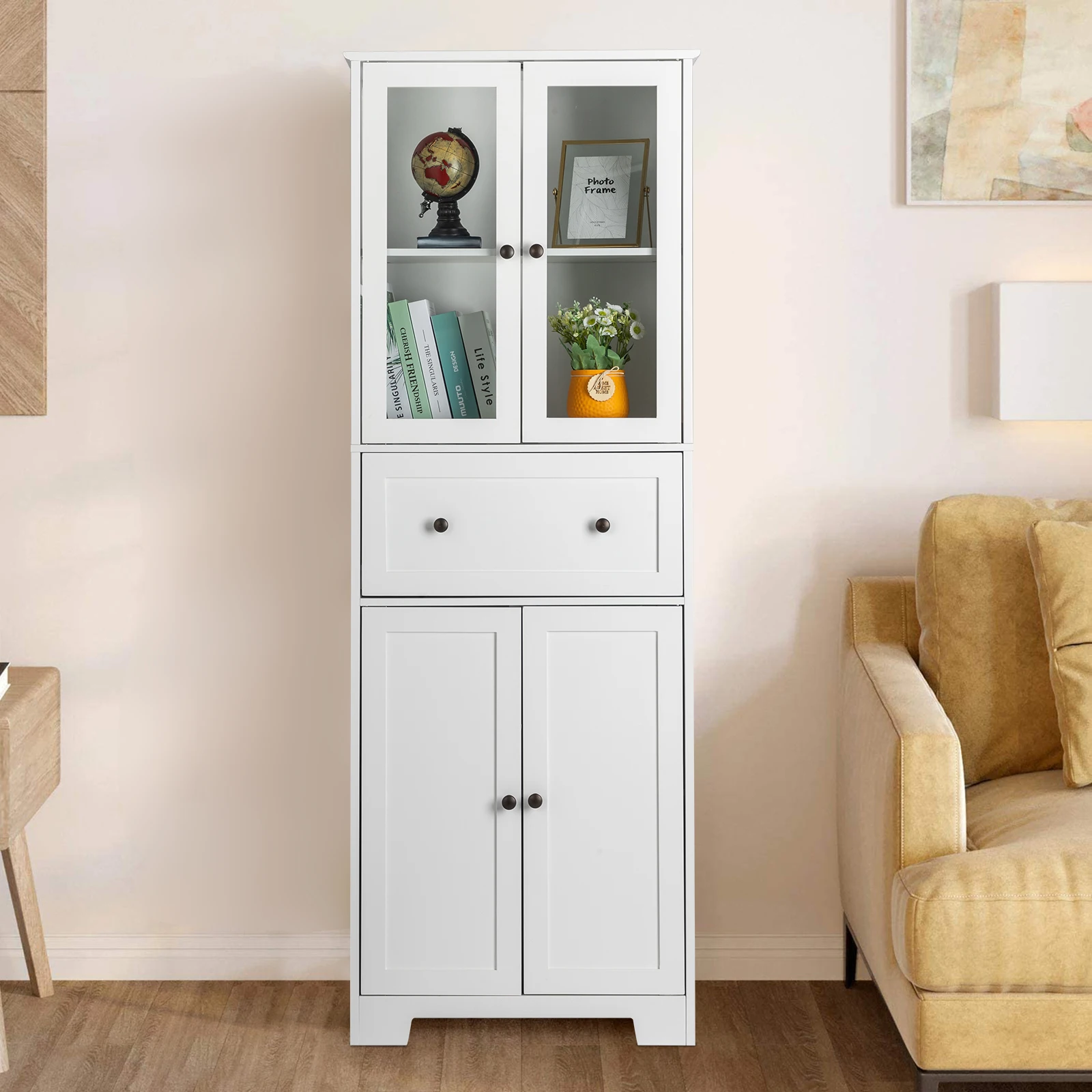 

FCH MDF Spray Paint 4 Doors 1 Pump Bathroom Cabinet White