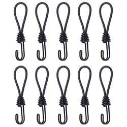 10-Pack Versatile Outdoor Tent Elastic Rope Hooks for Camping and Canopy Fixing (Black)
