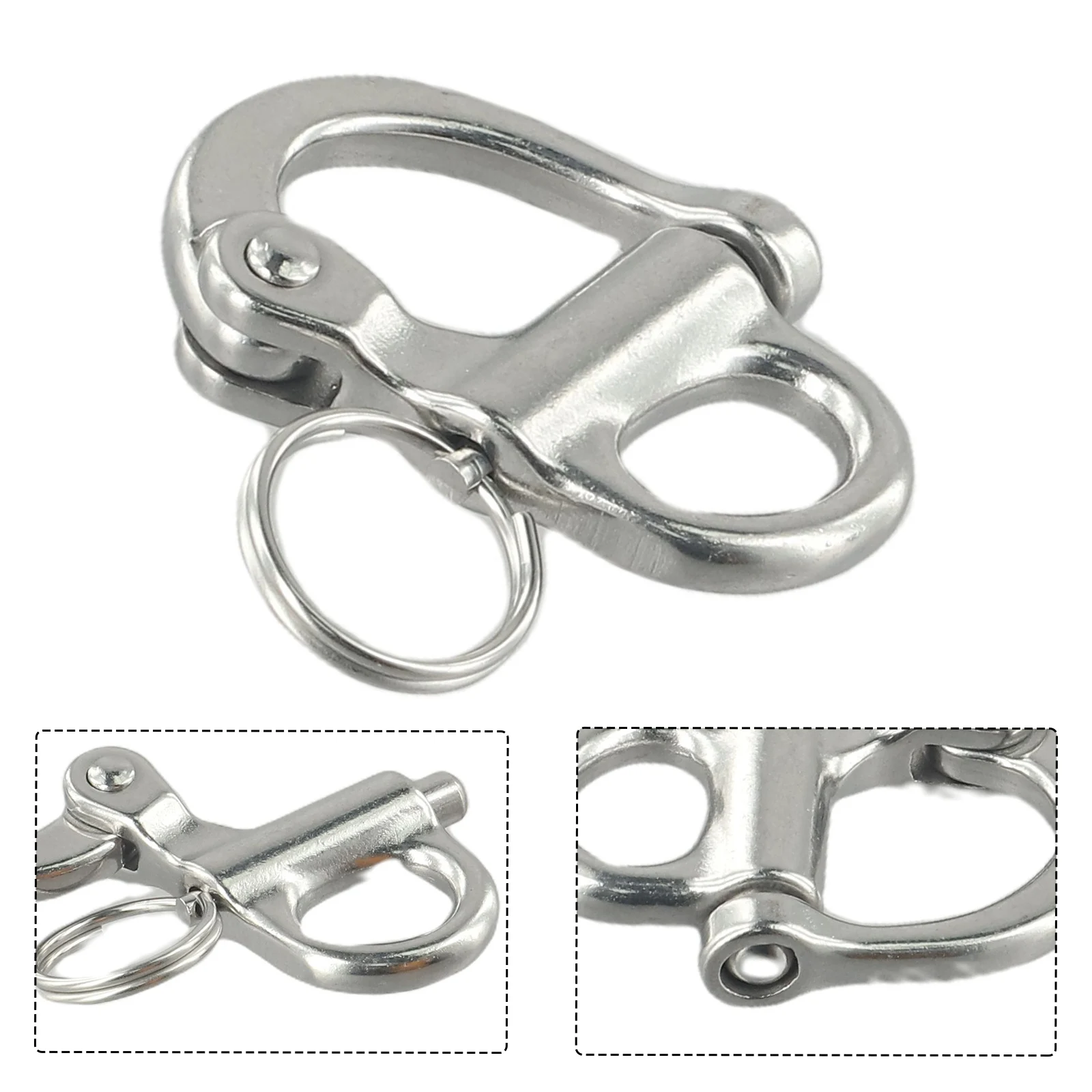 

Parts Shackle Fittings Hook Marine Quick Release Replacement Silver Snap Stainless Steel Swivel 52mm Brand New