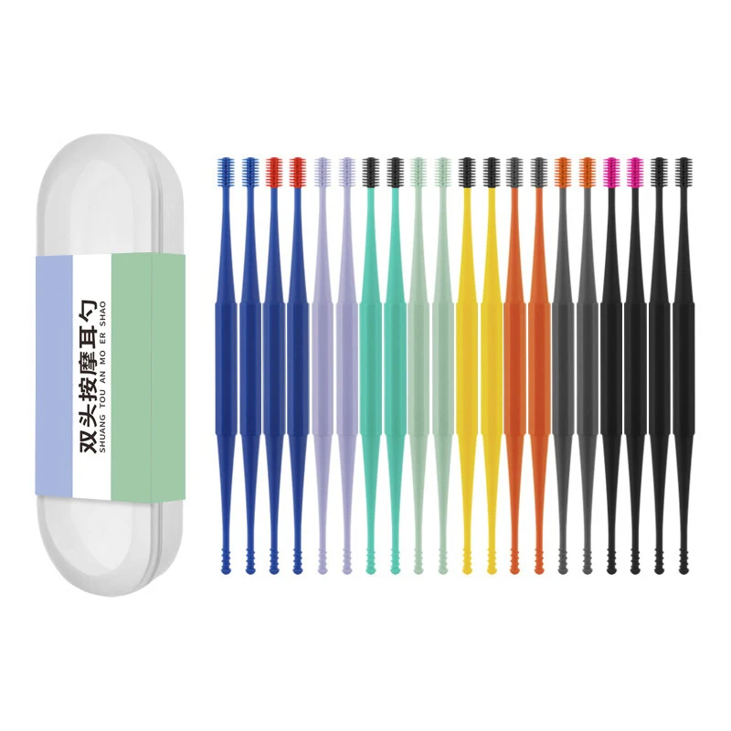 Ear Wax Removal Tool Ear Cleaning Sticks Earpick Remover Silicone Ear Pick Double Head Ear Cleaner 360° Spiral Swab - 3
